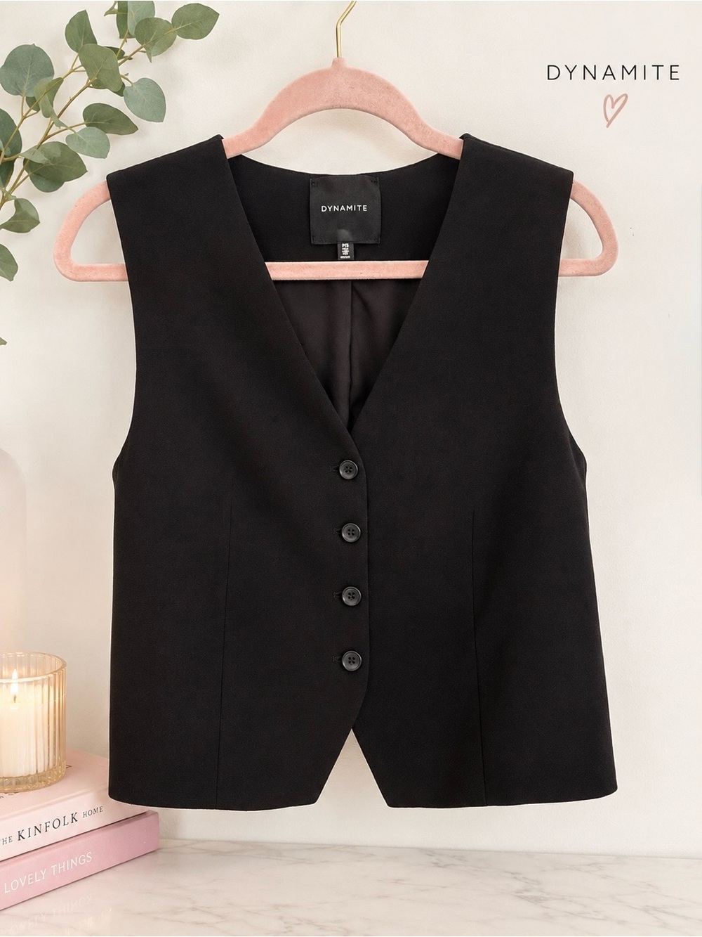 Dynamite Sleek Black Button Vest